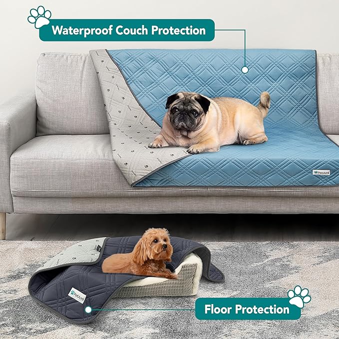 PetAmi Waterproof Cooling Mat for Dog, Premium Pet Cooling Blanket for Bed Crate, Anti Slip Indoor Dog Cool Pad for Sleeping, Q-MAX Small Medium Sofa Couch Cover Mat for Cat, Light Blue, 29x40