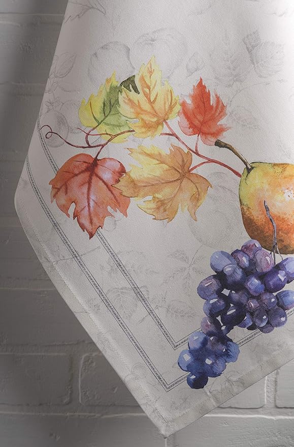 Maison d' Hermine Kitchen Towels Set of 3 100% Cotton 20" x 27.5" Reusable Cloth Tea Dish Towels Absorbent with Hanging Loop for Kitchen Dining Thanksgiving Christmas Decorations (Fruit D'Hiver)