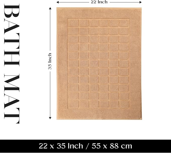 Superior 100% Cotton Bathmat Set, Bath Mats, Bathroom Decor, Shower, Bathtub Essentials, Home Accessories, Small Washable Rug, No Backing, Heavyweight, Nora Collection, Set of 2, 22" x 35", Rust