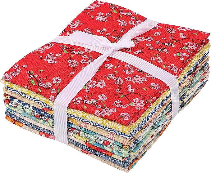 Craftido -25 Options- 100% Cotton Quilting Fabric Bundles 10pcs Fat Quarters 18”x21”-Medium Weight 5.2 oz- Soft Cotton for Quilting, Sewing Project, Patchwork, DIY Crafts – Japanese Style