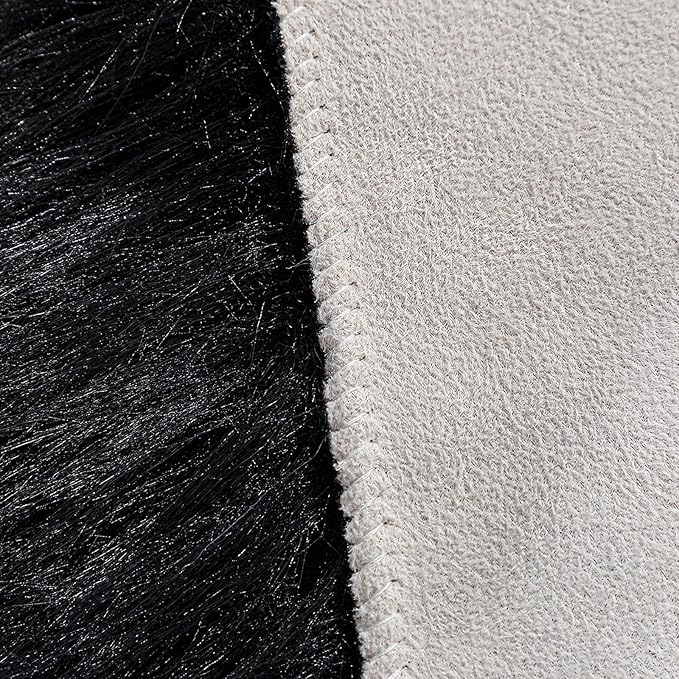 Faux Fur Rug Sheepskin Shag Fluffy Fuzzy 5x7 ft Black Rugs for Bedroom Bedside Bed Floor Living Room Plush Rectangle High-Density Cushion Carpet Super Sofa Cover