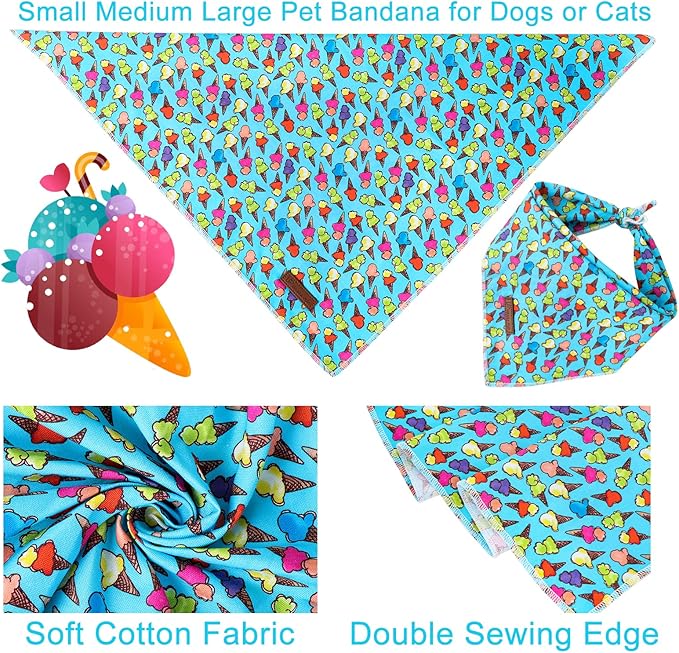 UP URARA PUP Summer Dog Bandana, Hawaii Bandana for Medium Large Dog, Cute Blue Puppy Bandana, Cotton Adorable Pet Triangle Bid Scarf Kerchief for Girl Boy Dogs