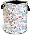 NUTAINLA Dragonfly Laundry Basket Flowers Foldable Oxford Cloth Funny Tote Bag Laundry Hamper Clothes Storage Bucket Toy Organizer For Bathroom/Laundry Storage/Bedroom 18.9x16.5 Inch