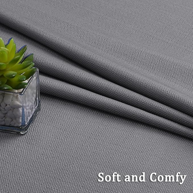 Lecloud Bessie Dark Grey Curtains 84 Inches Long 2 Panels, Airy Privacy Light Filtering Window Drapes, Faux Linen Textured Curtains for Living Room Dining Room Bedroom, Each 40 W x 84 L