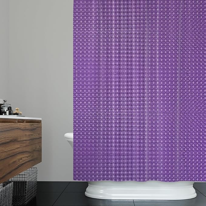 ggaimwf 48x72 Inch Solid Color Shower Curtain for Bathroom Waffle Bath Water Resistant Fabric Curtains Grape Modern Thick Shower Stall Curtain with Metal Hooks