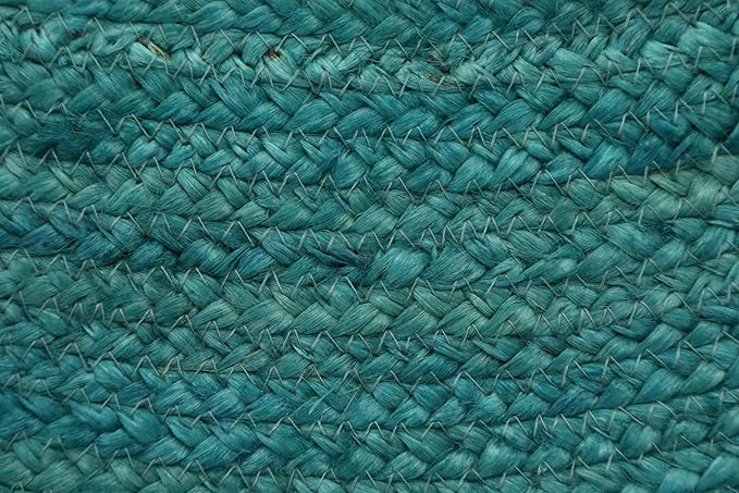 Runner - Oval Rug 4x20 Area Rug Kilim Rug Turquoise Solid Design 0.27 inches ThickIndoor Outdoor Rug Flatweave Rug High Traffic Area Home & Foyer Corridor Hallway & Stair Runner