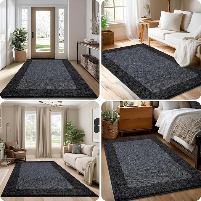 DOMUSTEX Washable Area Rug 34" x 60", Non Slip Kitchen Rug for Floor, Absorbent Entrance Runner Rug for Bedroom, Living Room, (Roll Packing)