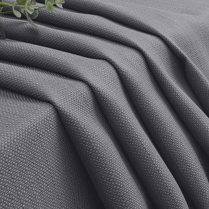 Lecloud Bessie Dark Grey Curtains 63 Inch Length 2 Panels, Light Filtering Curtains for Bedroom, Faux Linen Textured Window Drapes Rod Pocket, Window Treatments for Living Room, Each 40 W x 63 L
