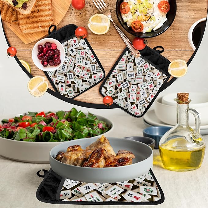 Mahjong Gifts Pot Holders for Kitchen，Mahjong Gifts for Women，Funny Oven Mitts,Cute Pot Holders,Funny Kitchen Decor,Potholder(Color-01)