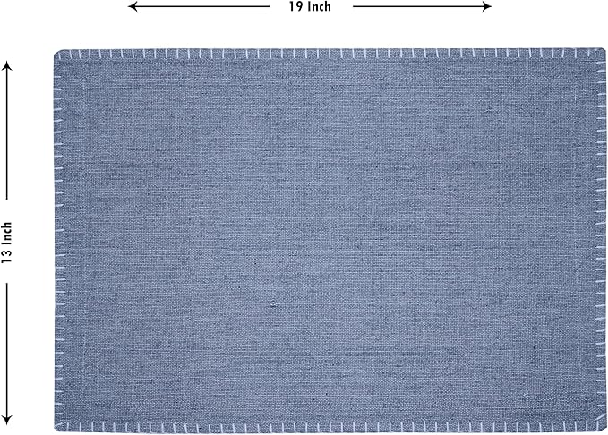 Cloths Chambray Placemats for Dining Table Set of 4, Heat Resistant Washable 100% Cotton Table Mats, Modern Place Mats for Dining Table Decor, 13" x 19", Blue