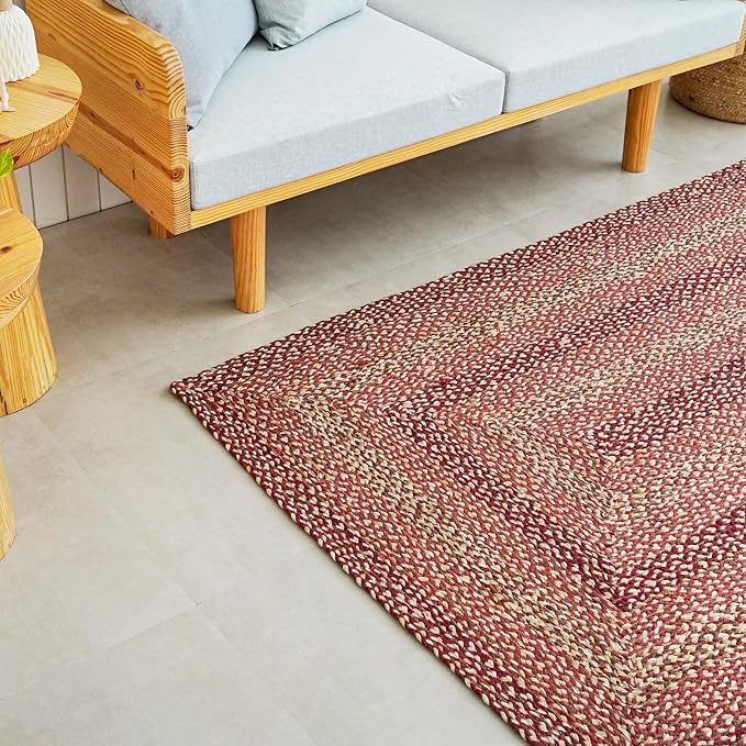 Traditional Jute Braided Runner Rug, Rustic Primitive Country Décor for Kitchen, Entryway, Hallway, Bloom, 2'6"X12'