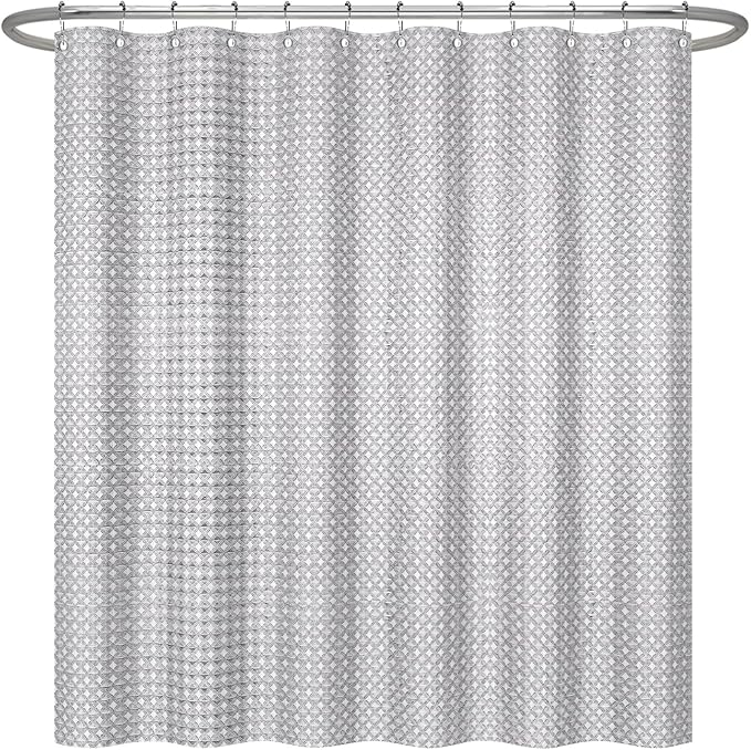 ggaimwf 48x72 Inch Solid Color Shower Curtain for Bathroom Waffle Bath Water Resistant Fabric Curtains Platinum Gray Modern Thick Shower Stall Curtain with Metal Hooks