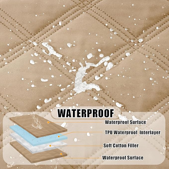 Smiry Waterproof Dog Bed Cover Blanket 30x53, Soft Reversible Pet Blanket, Washable Leakproof Cats Dogs Couch Cover for Sofa, Couch, Furniture, Lattice, Camel/Camel