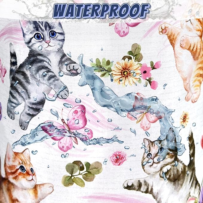 Cute Cats Butterfly Laundry Hamper Foldable Oxford Cloth Animal Floral Flowers Laundry Basket With Handle Portable Clothes Storage Basket Laundry Bag 18.9"x16.5" For Laundry Room/Bedroom/Bathrooms