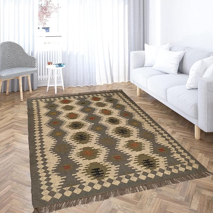 Klim Wool Jute Rug – Handwoven Elegance and Durability (Design 10)