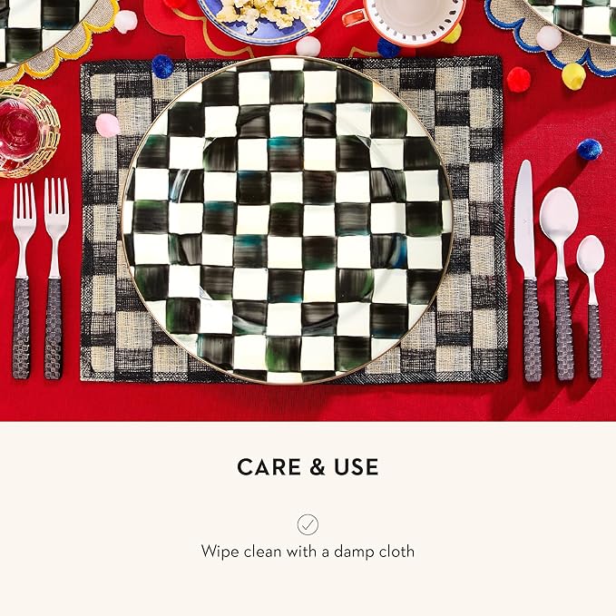 MACKENZIE-CHILDS Set of 4 Sinamay Placemats, Durable Woven Table Mats, Black