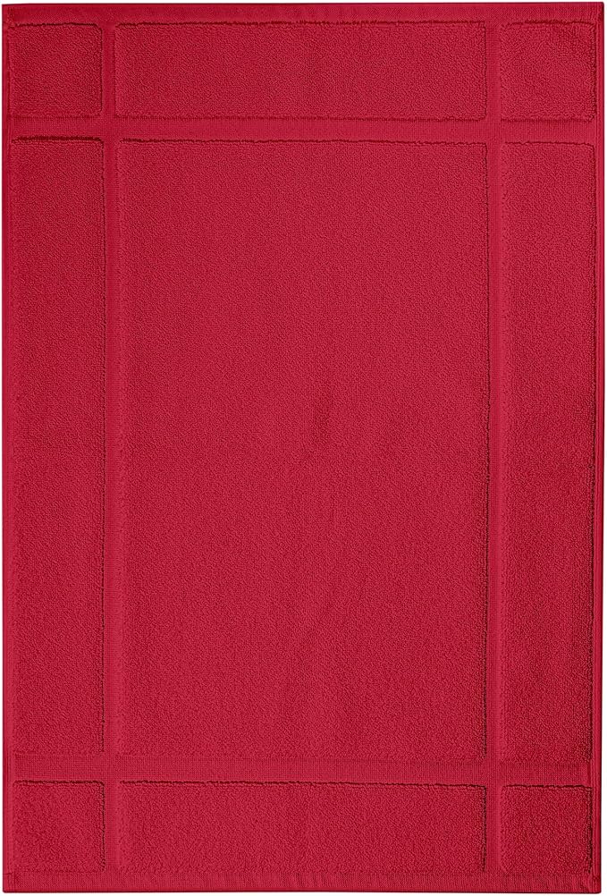 Ample Decor Bath Mats 100% Cotton 34 X 20 Inches, Oeko Tex Certified 1350 GSM Solid Construction Thick & Plush, Super Absorbent for Bathroom Floor, Shower – Red