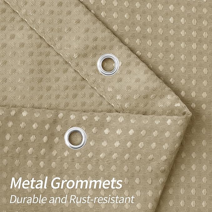 MitoVilla Beige Waffle Shower Curtain for Fall Rustic Bathroom Decor, Tan Brown Waffle Weave Fabric Shower Curtains, Taupe Vintage Luxury Weighted Bathroom Shower Curtain, 72 x 72