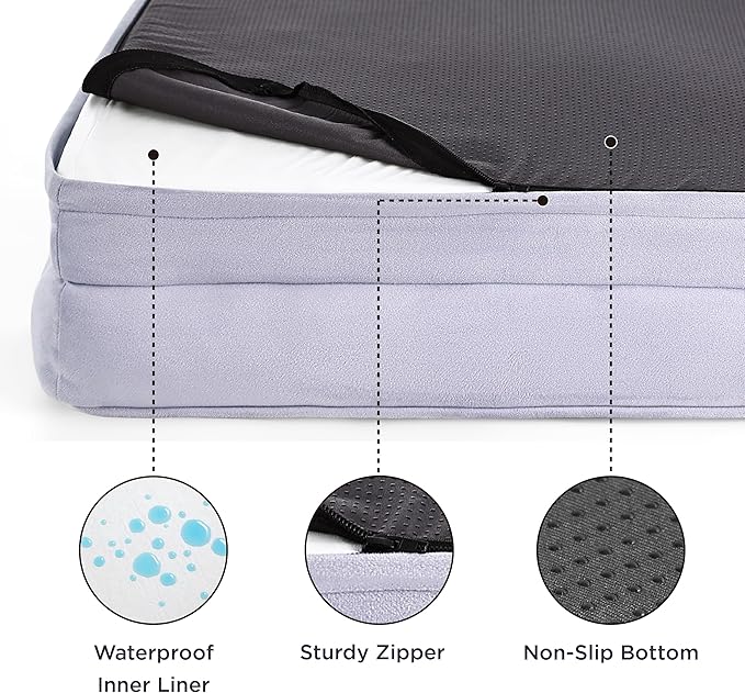 Bedsure L Plus Orthopedic Dog Bed for Large Dogs - Washable Dog Cat Bed Waterproof, L Plus Big Comfort Dogs Couch Sofa with Washable Removable Cover, Pet Bed with Nonskid Bottom, Lavender, 38"