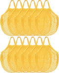 Eccliy 12 Pcs Reusable Mesh Grocery Bags Portable Cotton Produce Containers Washable Net Mesh Tote Bag Handle String Shopping(Yellow)