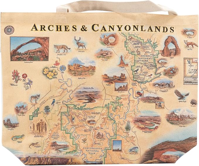 Xplorer Maps Canvas Tote Bag with Handles, Cloth Grocery Shopping Bag, Reusable & Eco-friendly Bag, 100% Cotton, Washable