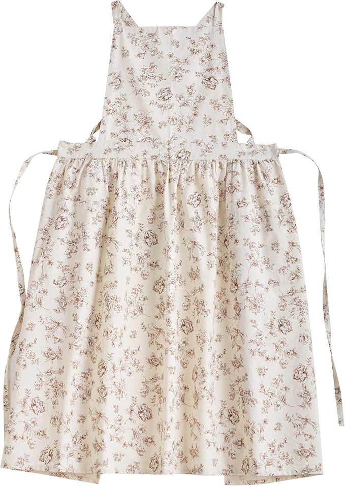 Japanese apron Women-Cross Back Apron for Women with Pockets, Pinafore Aprons, Womens Cotton Linen Apron