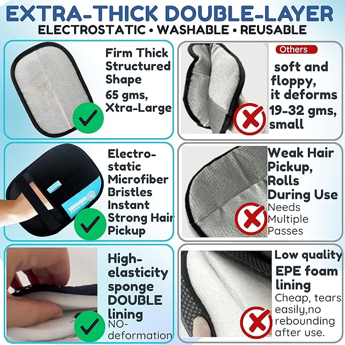 UTTER CHOICE Magic Brush Pet Hair Removal Glove for Dogs & Cats – Upgraded 2025 Reusable Electrostatic Grooming Mitt | Magic Dog Hair Remover Glove for Clothing, Couch,