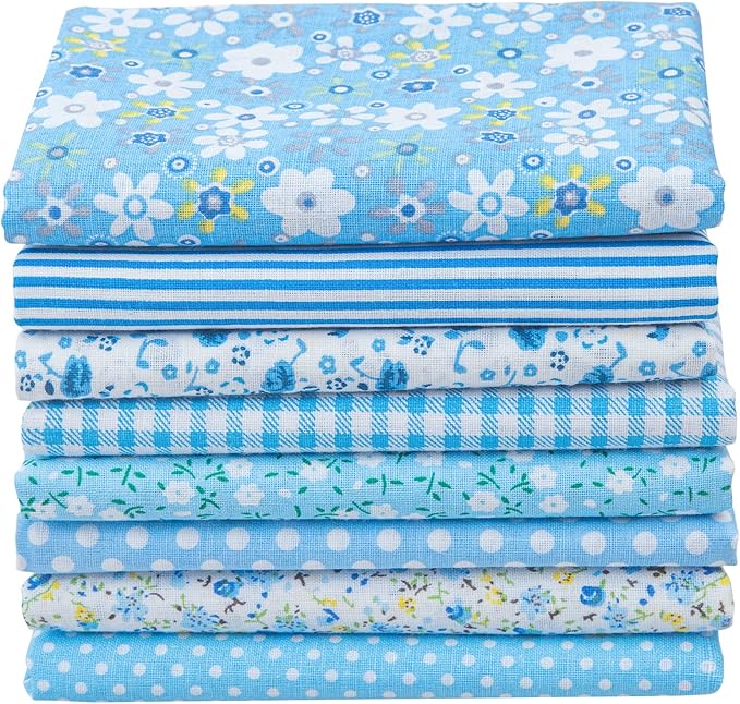 Aubliss 8pcs Fat Quarter Fabric Bundles (100% Cotton - 20‘’ x 20‘’) Quilting Cotton Craft Fabric Pre-Cut Squares Sheets for Patchwork Sewing Quilting Crafting