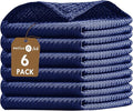 Native Fab 6 Pack Waffle Dish Cloths - 100% Cotton, 12x12 inch, Absorbent, Quick Drying, Washable Towels for Cleaning, Cooking & Baking - Perfect for Home, Restaurants, Bars, Multi Use - Indigo Blue