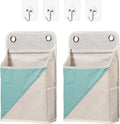 Someteth 2pcs Wall Hanging Storage Organizer Bag, Hanging Baskets with Pockets for Wall organizing, Storage Hanging Bag for Bedroom, Dormitory, Study Room, Bathroom(Green/White)