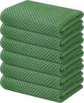 Kitinjoy 100% Cotton Waffle Weave Kitchen Towels, 6-Pack Super Soft and Absorbent Dish Towels for Drying Dishes, Kitchen Hand Towels, 13 in x 28 in, Grass Green