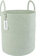 XUANGUO Cotton Rope Laundry Basket Hamper for Clothes Woven Storage Basket for Living Room Bedroom Boho Tall Rope Baskets for Blanket Toys Pillow Towels Baby Nursery Hamper Bin green