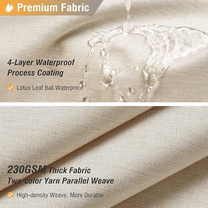 BTTN Clawfoot Tub Shower Curtain - 180 x 72 Extra Wide Linen Textured Weighted Fabric Shower Curtain Set with 32 Hooks, Large Hotel Simple Neutral Polyester Shower Curtains for Bathroom - Cream/Beige