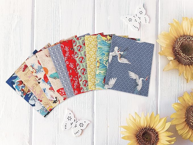 Craftido -25 Options- 100% Cotton Quilting Fabric Bundles 10pcs Fat Quarters 18”x21”-Medium Weight 5.2 oz- Soft Cotton for Quilting, Sewing Project, Patchwork, DIY Crafts – Japanese Style