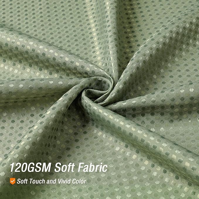 Gibelle Small Stall Shower Curtain 36 x 72, Narrow Half Waffle Weave Fabric Shower Curtain with Mesh Top Window and Hooks Set, Hotel Style Bathroom Design, Sage Green