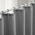 Lameirose 3 in 1 Shower Curtain Set, Waffle Shower Curtain and Liner Set with 12 Double Sided Shower Curtain Hooks, 72 x 84 Fabric Shower Curtains for Bathroom, Grey
