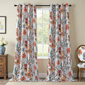 MYSKY HOME 95% Blackout Floral Curtains & Drapes 84 inches Long for Living Room Bedroom Botanical Thermal Insulated Light Blocking Grommet Country Window Panels, 2 Pcs, Greyish White, 52" Wide
