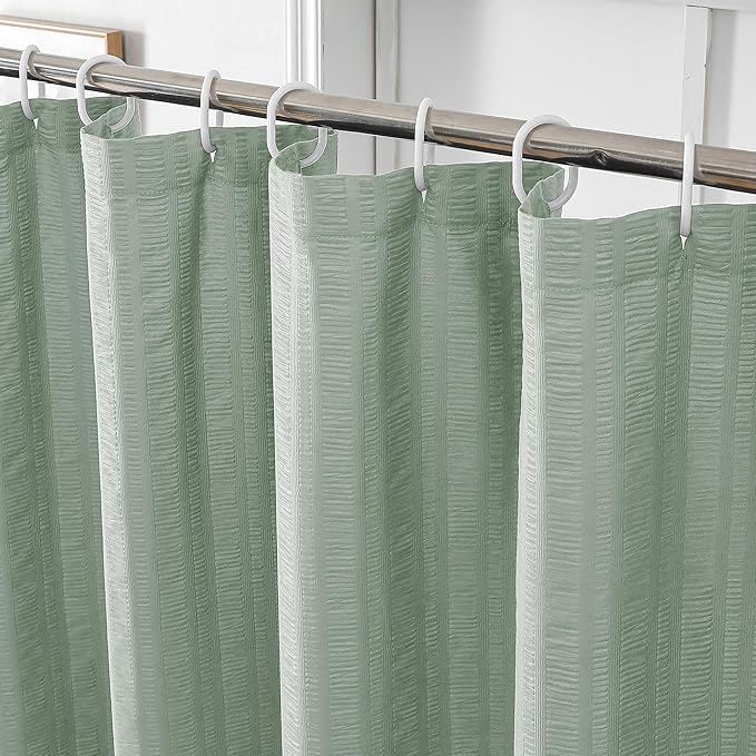 Aiyufeng Moga Sage Green Shower Curtain - 3D Embossed Cloth Shower Curtain for Bathroom, Hotel Luxury Green Bathroom Curtains, Machine Washable, Standard Size 72Wx78H