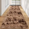 3x10 ft Plush High Pile Brown Tie Dyed Rug Fluffy Soft Runner Bedside Rug for Bedroom Living Room Hallway Nursery Kids Home Decor Shag Carpet