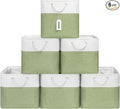 ECDYQXVU 13x13 Inch Cube Storage Bins with Reinforced Bottom Cardboard, 6 Pack Large Foldable Fabric Storage Cubes with Handles for Shelf, Closet, Laundry Organization (White&Green)