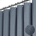 BTTN Extra Wide Shower Curtain - 108 x 72 Inch Linen Textured Waterproof Fabric Shower Curtain Set with 18 Plastic Hooks, Simple Wrap Around Cloth Shower Curtains for Bathroom and Bathtub - Blue Gray