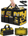16-Inch Heavy Duty Tool Bag, 19-Pockets Tool Box Organizer, Portable Toolbag W/Soft Handle, Organized Storage, Mechanic Gifts for Him Men Husband Valentines Day, Wide Mouth Electrician Toolbox, Yellow