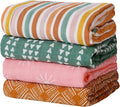 CoolaPeach 4 Set Muslin Swaddle Blankets for Newborn Baby Boys, Girls,Receiving Blankets-Cute Soft Print Baby Towel Wrap 120x110cm Baby(Leaf)