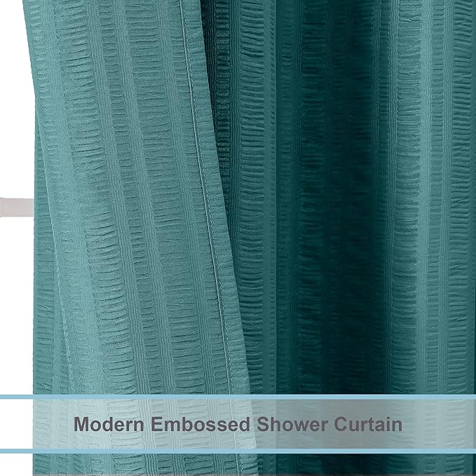 Aiyufeng Turquoise Shower Curtain for Bathroom, Embossed Textured Fabric Shower Curtain for Bathroom - Soft Cloth & Hotel Spa, Machine Washable, 72X72, Turquoise