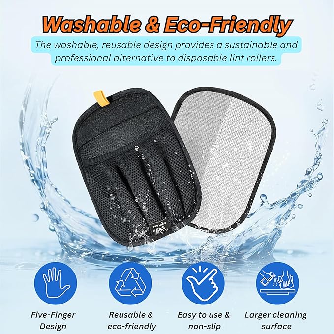 Mjhluxe Pet Hair Removal Glove for Cats & Dogs, Five-Finger Electrostatic Reusable Gloves for Removing Fur from Couch, Carpet, Clothing & Car Seats