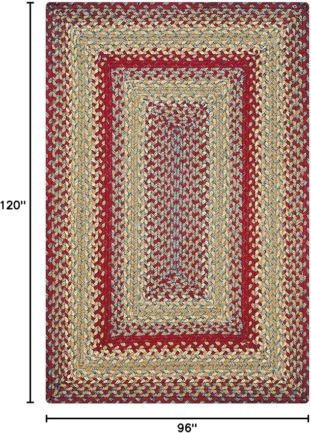 Homespice Cider Barn Red Braided Rugs 8x10' - Oval Jute Country Rugs for Living Room and Dining Room, No-Shed Jute, Pet Friendly, Durable and Easy to Maintain
