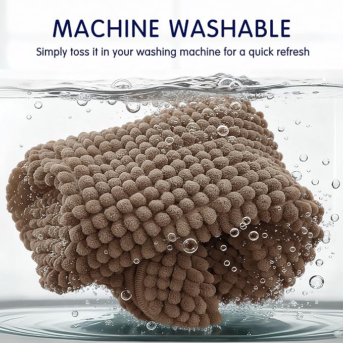 SUBRTEX Bathroom Rugs, 24" x 60" Chenille Bath Rug Soft Short Plush Bath Mat Soft Shower Mat Water Absorbent Shower Mat Quick Dry Machine Washable, Brown