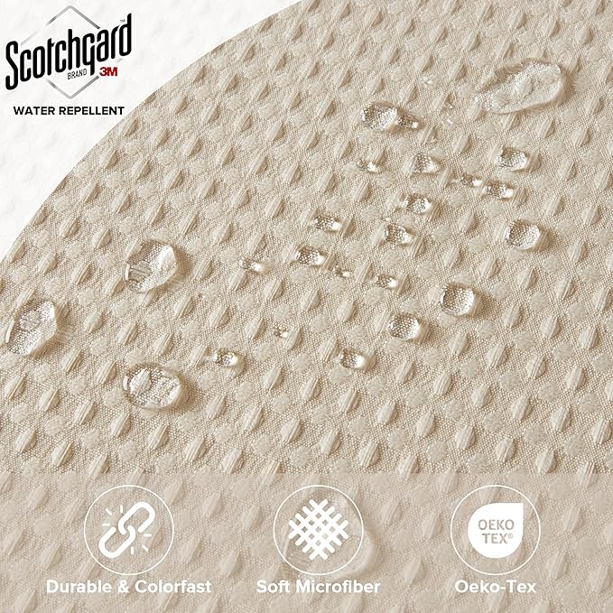 Madison Park Shower Curtain Waffle Weave, Vibrant Dyed, Waffle Shower Curtain 3M Scotchgard Moisture Management, Farmhouse Wide Shower Curtains for Bathroom, Extra Width: 108"x72" Beige
