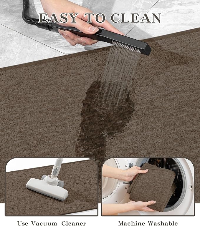 chakme Bathroom Rugs Mat U-Shaped 24x17, Ultra Thin Non Slip Bath Mat Small Quick Dry Absorbent Bath Mat for Bathroom Floor, (Coffee, U-24"x17")