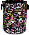 Colorful Folk Flowers Laundry Basket Floral Oxford Cloth Laundry Hamper Funny With Handle Foldable Portable Clothes Storage Basket 18.9 X 16.5 In Storage Bag For Laundry Room/Bathroom/Bedroom